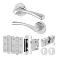 Nola Polished Chrome Lever on Rose Door Handle Kit - 80mm Euro Sashlock and Double Cylinder - Master Keyed