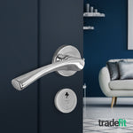 Nola Polished Chrome Lever on Rose Door Handle Kit - 80mm Euro Sashlock and Double Cylinder - Keyed Alike - tradefit - 6