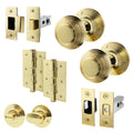 Beehive Polished Brass Mortice Door Knob Kit - 76mm Bathroom Deadbolt