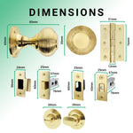 Beehive Polished Brass Mortice Door Knob Kit - 76mm Bathroom Deadbolt - tradefit - 3