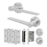 Tapera Satin Nickel Lever on Rose Door Handle Kit - 64mm Bathroom Lock - tradefit - 1