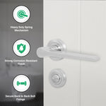 Tapera Satin Nickel Lever on Rose Door Handle Kit - 64mm Bathroom Lock - tradefit - 2