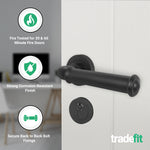 Claro Matt Black Lever on Rose Door Handle Kit - Medium Duty FD30/60 - 80mm Euro Sashlock and Double Cylinder - Keyed Alike - tradefit - 2