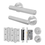 Moreno Satin Nickel Lever on Rose Door Handle Kit - 64mm Bathroom Lock - tradefit - 1