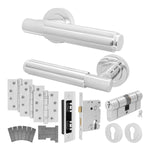 Flores Polished Chrome Lever on Rose Door Handle Kit - Medium Duty FD30/60 - 80mm Euro Sashlock and Double Cylinder - Master Keyed - tradefit - 1