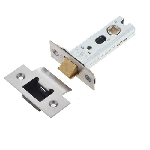 3 inch/76mm Tubular Latch Fire Rated Bolt Through - 57mm Backset - Polished Stainless Steel - tradefit