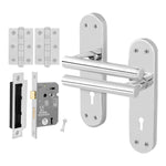Olbia Polished Chrome Lever on Backplate Door Handle Pack – 80mm Sashlock - tradefit - 1