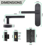 Olbia Matt Black Lever Door Handle Pack – 76mm Latch - tradefit - 3