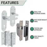 Victorian Rectory Polished Chrome Lever Door Handle Pack - BS3621 5 Lever Lock - tradefit - 3