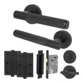 Dumont Matt Black Lever on Rose Door Handle Kit - 64mm Bathroom Lock