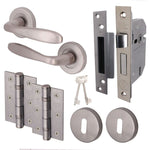 Sassari Satin Nickel Lever on Rose Door Handle Pack - BS3621 5 Lever Sashlock - tradefit - 1