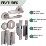 Sassari Satin Nickel Lever on Rose Door Handle Pack – BS3621 5 Lever Sashlock - tradefit - 4