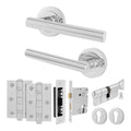 Olbia Polished Chrome Lever on Rose Door Handle Kit - 80mm Euro Sashlock and Thumbturn Cylinder - Master Keyed