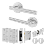 Olbia Polished Chrome Lever on Rose Door Handle Kit - 80mm Euro Sashlock and Thumbturn Cylinder - Master Keyed - tradefit - 1