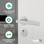 Olbia Polished Chrome Lever on Rose Door Handle Kit - 80mm Euro Sashlock and Double Cylinder - Keyed Alike - tradefit - 4
