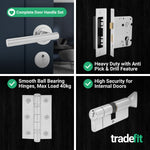 Olbia Polished Chrome Lever on Rose Door Handle Kit - 80mm Euro Sashlock and Thumbturn Cylinder - Master Keyed - tradefit - 5