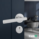 Olbia Polished Chrome Lever on Rose Door Handle Kit - 80mm Euro Sashlock and Thumbturn Cylinder - Keyed Alike - tradefit - 6