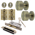 Nador Antique Brass Mortice Door Knob Kit - 80mm Sashlock