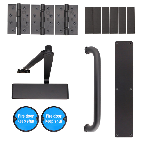 Fire Door Kit - Corridor Non Locking Door - Medium Duty - Matt Black - tradefit - Featured Image