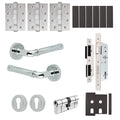 Santana Polished Chrome Lever on Rose Door Handle Kit - Heavy Duty FD30/60 - DIN Euro Sashlock and Double Cylinder - Keyed Alike