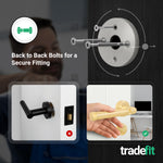 Santana Satin Brass Lever on Rose Door Handle Kit - Medium Duty FD30/60 - 80mm Euro Sashlock and Double Cylinder - Keyed to Differ - tradefit - 3