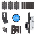 Fire Door Kit - Service Cupboard Locking Door - Medium Duty - Matt Black