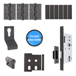 Fire Door Kit - Service Cupboard Locking Door - Medium Duty - Matt Black - tradefit - 1