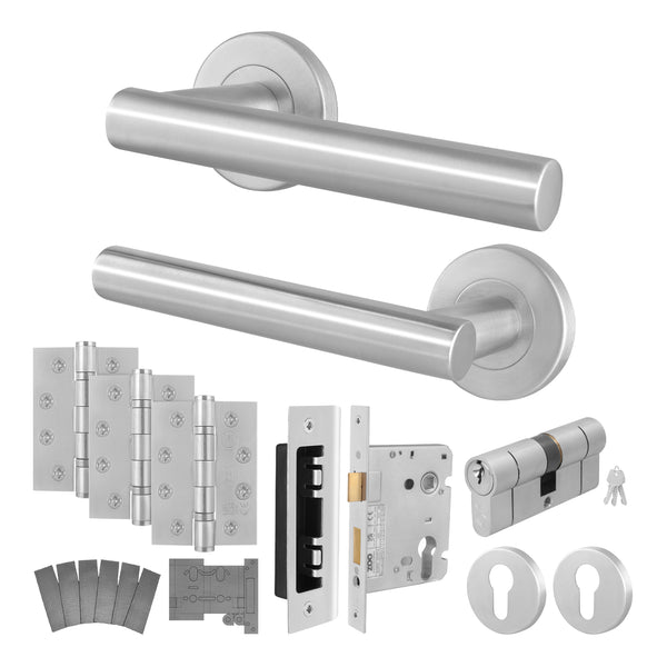 Vigo Stainless Steel Lever on Rose Door Handle Kit - Medium Duty FD30/60 - 80mm Euro Sashlock and Double Cylinder - Master Keyed - Featured Image