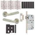 Flores Satin Nickel Lever on Rose Door Handle Kit - Heavy Duty FD30/60 - DIN Latch