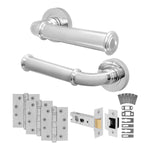 Claro Polished Chrome Lever on Rose Door Handle Kit - Medium Duty FD30/60 - 76mm Latch - tradefit - 1