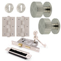 Nador Satin Nickel Mortice Door Knob Kit - 80mm Sashlock