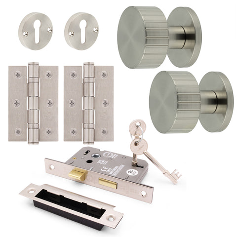Nador Satin Nickel Mortice Door Knob Kit - 80mm Sashlock - tradefit