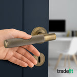 Dumont Antique Brass Lever on Rose Door Handle Kit - Medium Duty FD30/60 - 80mm Sashlock - tradefit - 6