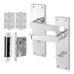 Straight Pattern Polished Chrome Door Handle Pack - 80mm Bathroom Lock - tradefit - 1