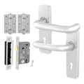 Return to Door Lever on Backplate Satin Aluminium Door Handle Kit - Medium Duty - 80mm Sashlock