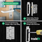 Return to Door Lever on Backplate Satin Aluminium Door Handle Kit - Medium Duty - 64mm Sashlock - tradefit - 5