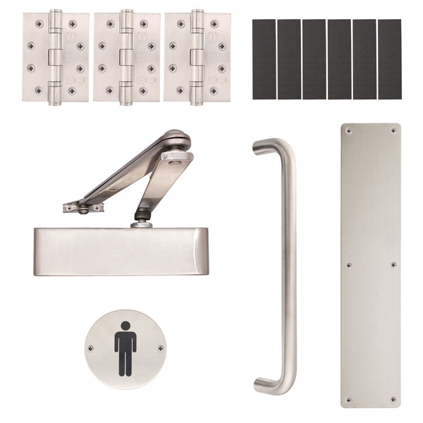 Fire Door Kit - Male Toilet Entrance - Heavy Duty - Satin Stainless Steel - tradefit - Featured Image