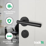 Olbia Matt Black Lever on Rose Door Handle Kit - 80mm Euro Sashlock and Thumbturn Cylinder - Master Keyed - tradefit - 5