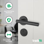 Olbia Matt Black Lever on Rose Door Handle Kit - 80mm Euro Sashlock and Thumbturn Cylinder - Keyed to Differ - tradefit - 5