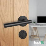 Olbia Matt Black Lever on Rose Door Handle Kit - 80mm Euro Sashlock and Thumbturn Cylinder - Keyed Alike - tradefit - 7