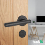 Olbia Matt Black Lever on Rose Door Handle Kit - 80mm Euro Sashlock and Double Cylinder - Keyed Alike - tradefit - 7