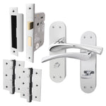Nola Polished Chrome Door Handle Pack - 64mm Bathroom - tradefit - 1