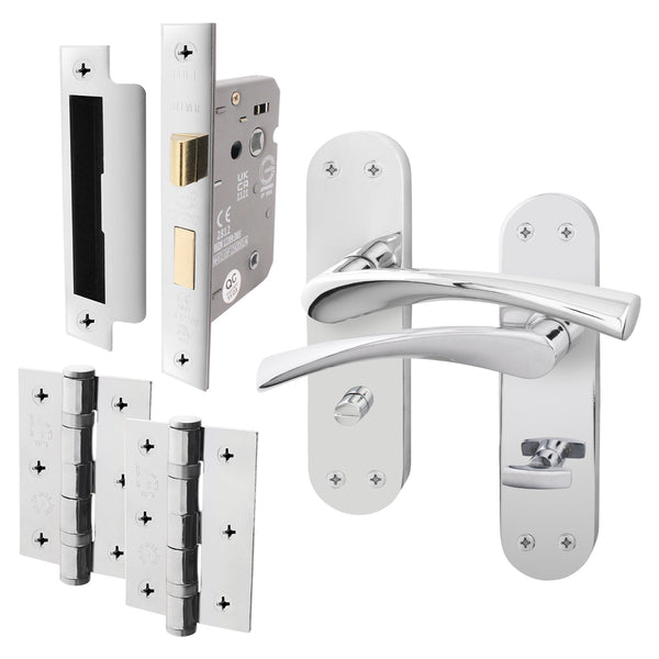 Nola Polished Chrome Door Handle Pack - 64mm Bathroom - tradefit - Featured Image