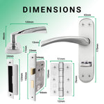 Nola Polished Chrome Door Handle Pack - 64mm Bathroom - tradefit - 3