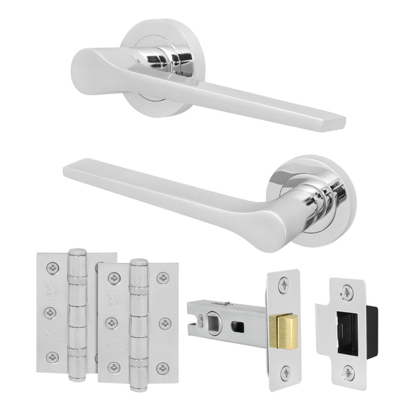 Tapera Polished Chrome Lever on Rose Door Handle Kit - 64mm Latch - tradefit - Featured Image