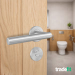 Vigo Lever on Rose Stainless Steel Door Handle Kit - Medium Duty - 80mm Bathroom Lock - 6