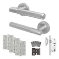Aurora Satin Nickel Lever on Rose Door Handle Kit - Heavy Duty FD30/60 - DIN Latch