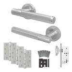 Aurora Satin Nickel Lever on Rose Door Handle Kit - Heavy Duty FD30/60 - DIN Latch - tradefit - 1