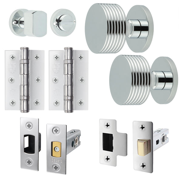 Tangier Polished Chrome Mortice Door Knob Kit - 76mm Bathroom Deadbolt - tradefit - Featured Image
