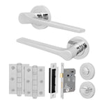 Tapera Polished Chrome Lever on Rose Door Handle Kit - 64mm Bathroom Lock - tradefit - 1